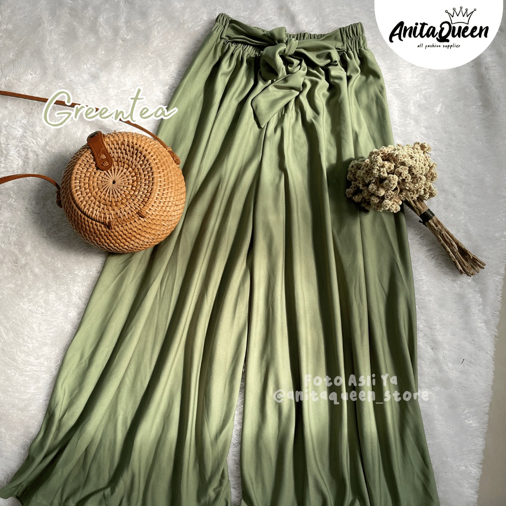 DAILY KULOT/ UMBRELLA KULOT / CELANA PANJANG WANITA / BIGSIZE PANT KULOT POLOS VIRAL-GREENTEA