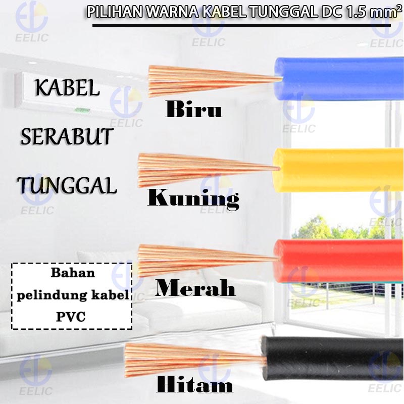 EELIC KAL-A1X1.5MM2 Kabel tunggal serabut 1p dc 1.5 mm2 panjang 20 meter