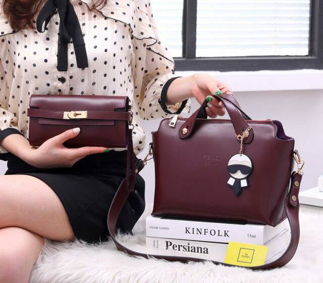 Tas import Fendi* Karla HM8907 (2in1) handbag wanita branded batam