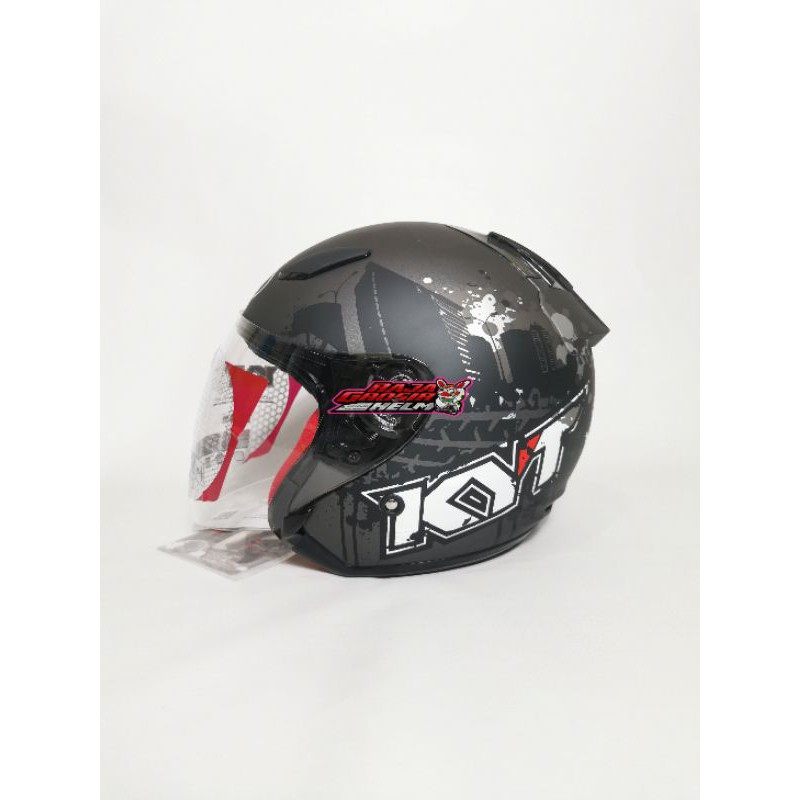 HELM KYT DJ MARU MOTIF 10 GUNMETAL DOFF HELM TOURING KYT DJMARU MOTIF MURAH HELM KYT DJMARU ORIGINAL-1