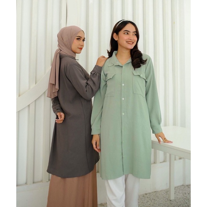 Kimmy Tunik Crinkle Airflow Tunik Kancing Pocket