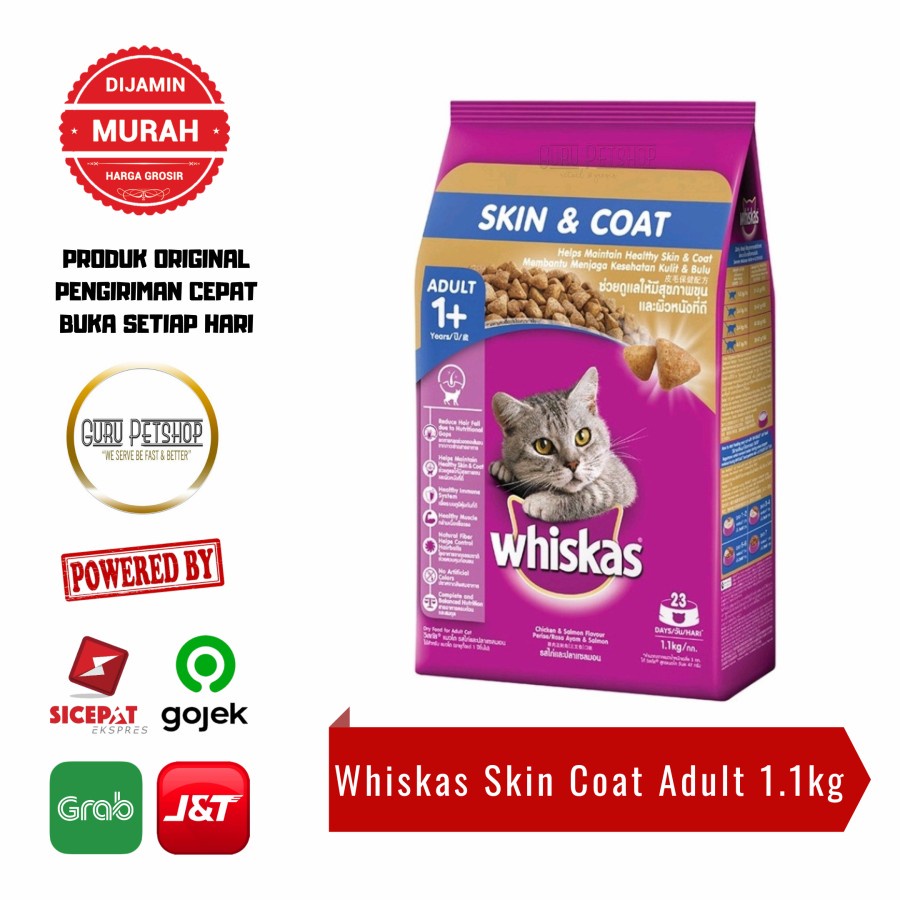 Whiskas Skin Coat 1.1kg Freshpack Chicken &amp; Salmon Adult 1+