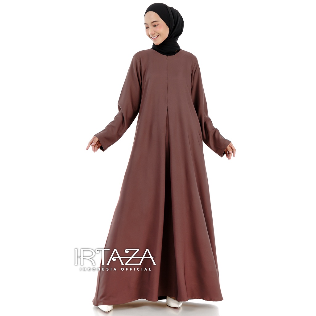 Gamis Abaya Polos Rainbow Twill Shakila Dress Busana Muslimah-Abaya Choco