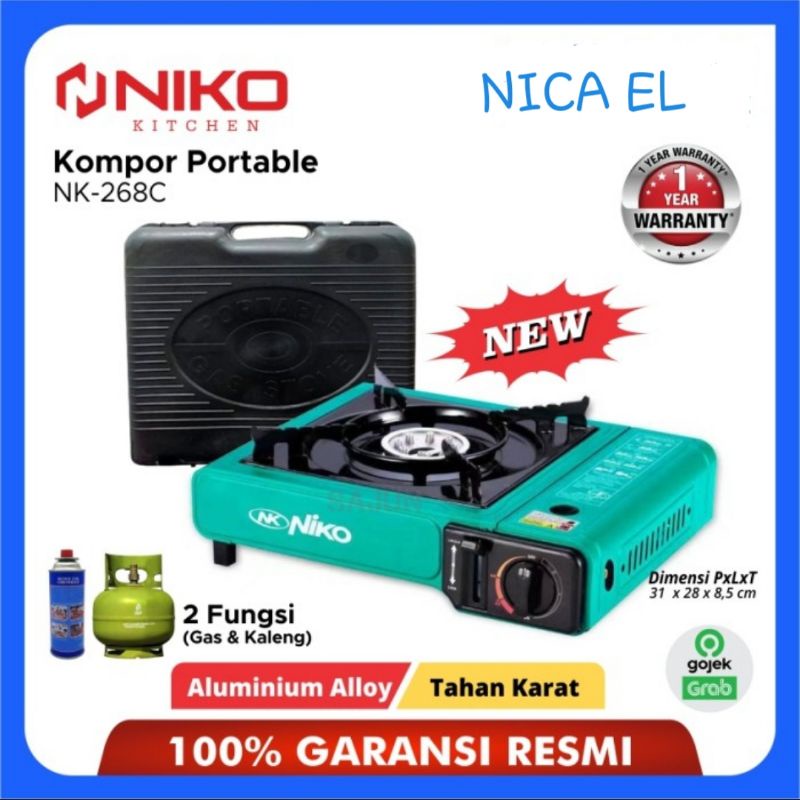 Niko Kompor Gas Portable 2in1 (Kaleng/LPG) NK 268C