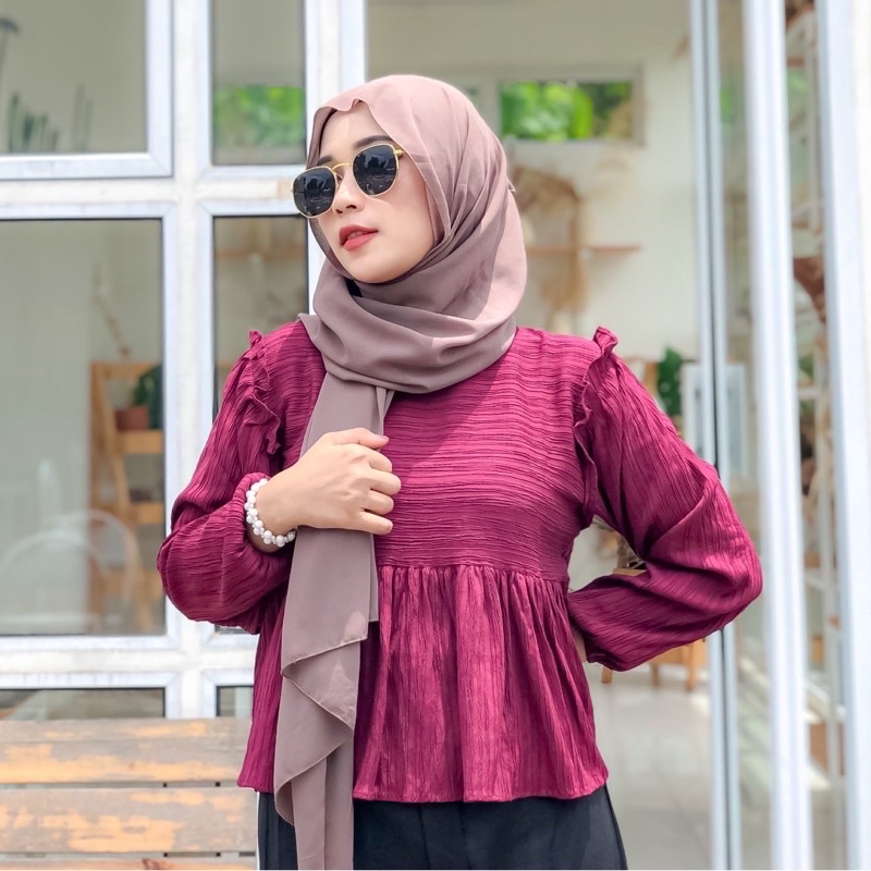 Diva Blouse Crinkle Lady Shena Kinan Blouse Wanita