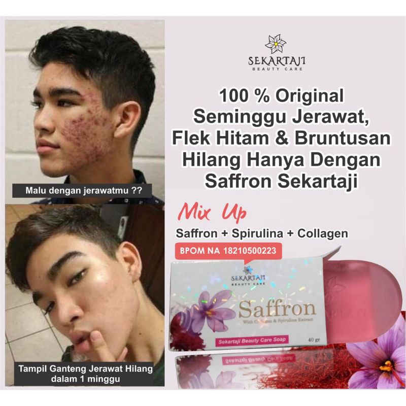 [PROMO] SAFFRON SEKARTAJI - Safron With Collagen Spirulina Sabun Pemutih Wajah dan Penghilang Jerawa