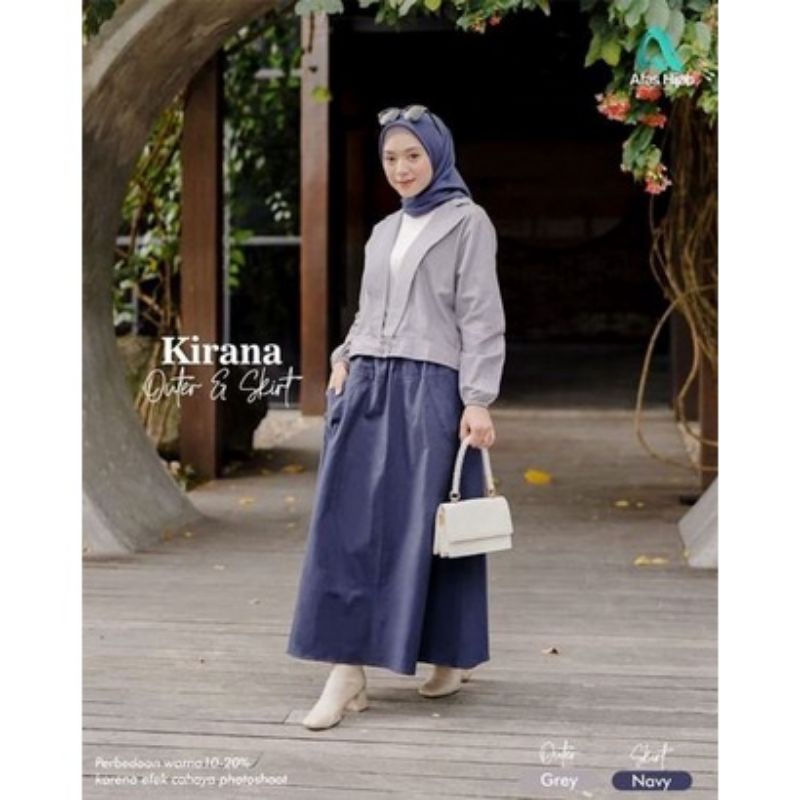 Kirana outer dan skirt by afas hijab original terbaru