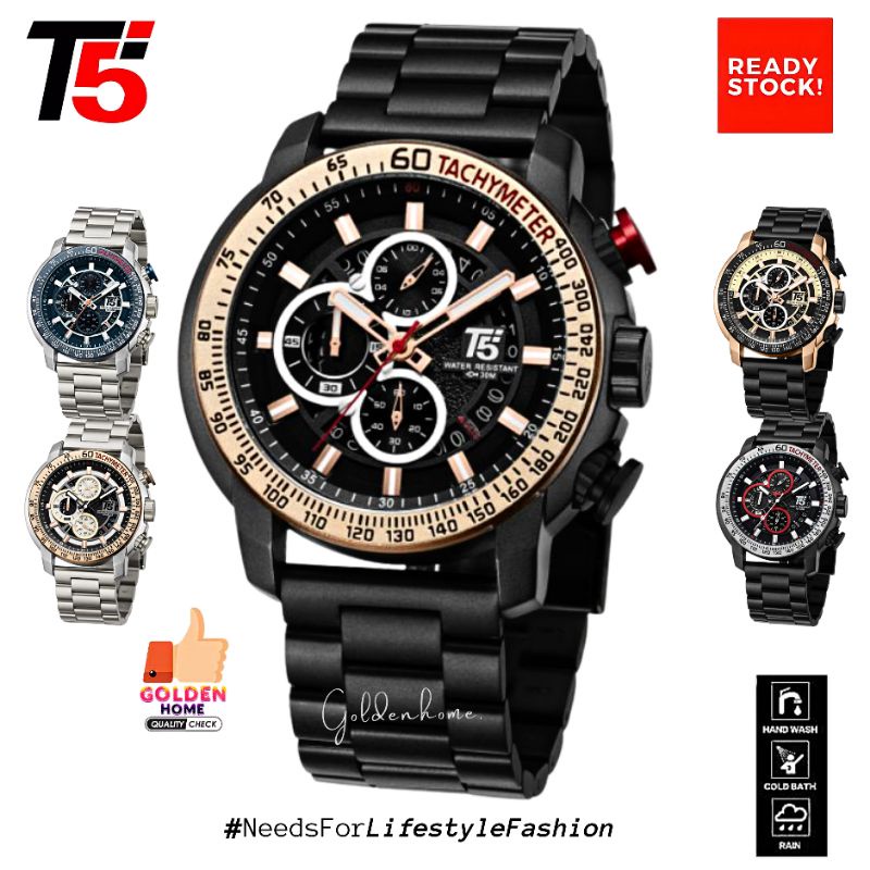 JAM PRIA T5 ORIGINAL 100% H3710 3710 H3710G CHRONOGRAPH FREE GIFT/HADIAH TAHAN AIR 3ATM BERGARANSI F
