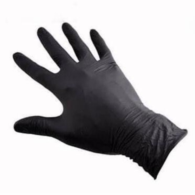 Sepasang sarung tangan karet hitam black nitril nitrile  sulam bibir alis disposable