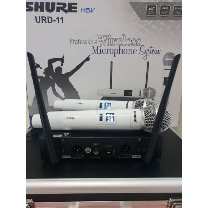 Mic wireless shure PGX-242/URD-11 mic bando+clip on Mic imam all-7