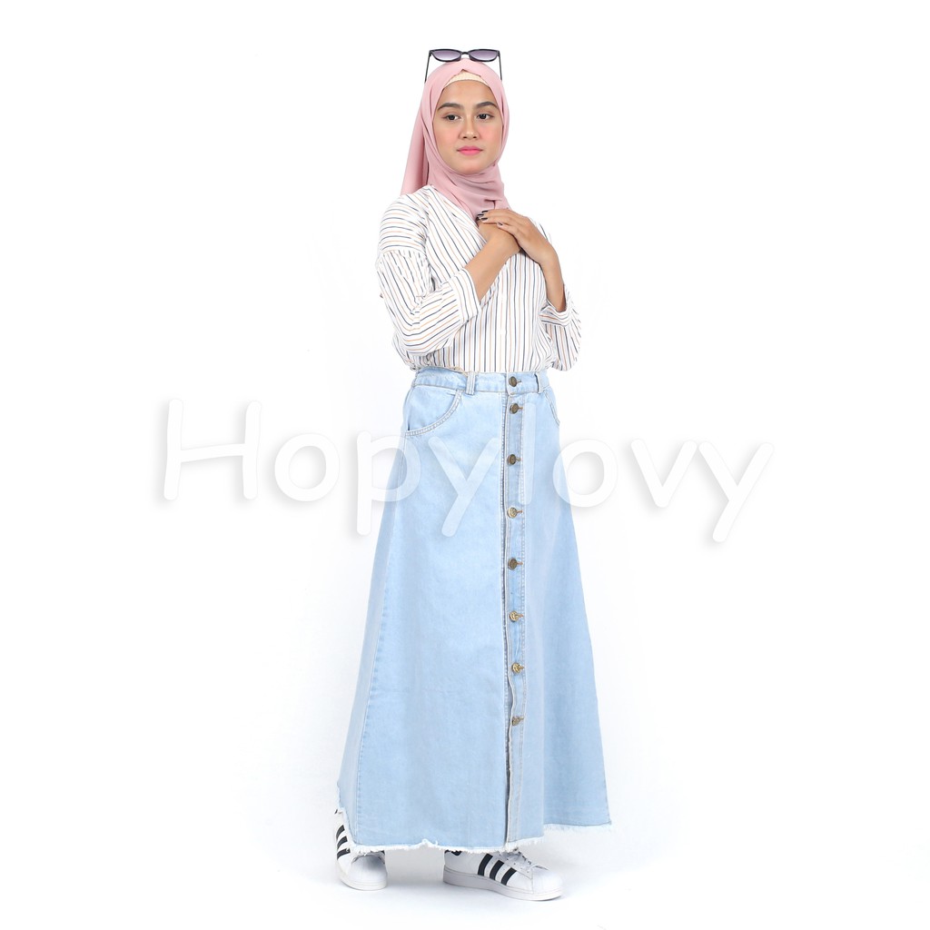 HOPYLOVY - Rok Jeans Panjang Button Up Fabian-7