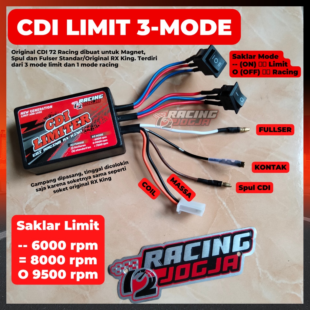 CDI Limiter CDI Lost And Limit 3 Mode Kupang Cdi Racing Rx King Rx K Racing ( Untuk magnet Standar R