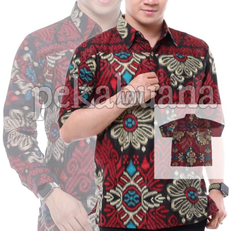 Couple Ayah Dan Anak Kemeja Batik Kecubung Marun