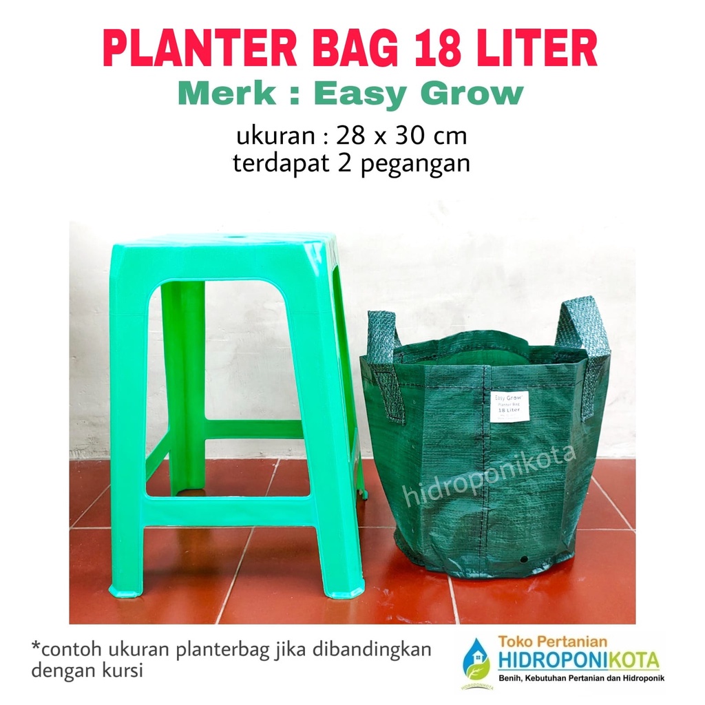 EASY GROW - PLANTER BAG 18 LITER - size 28 x 30 cm - planterbag easy grow - merk EASY GROW ASLI