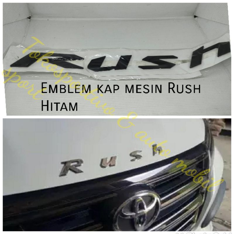 Emblem Logo stiker Lambang huruf Tulisan kap mesin Toyota all new Rush Hitam