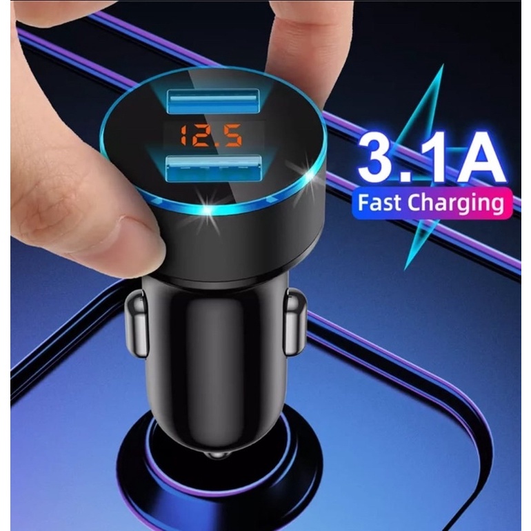 Charger HP Mobil Casan Car Lighter Quick Charge 3.1A 2.1A QC 3.0 USB 2 Port Qualcomm