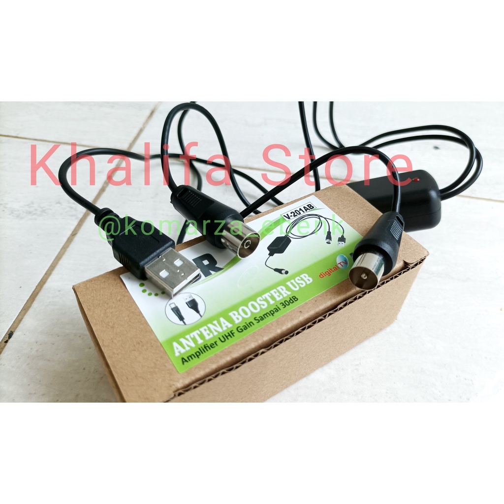 Boster Booster penguat Amplifier Signal sinyal antena TV USB digital analog merk VDR V-201AB UHF 30d