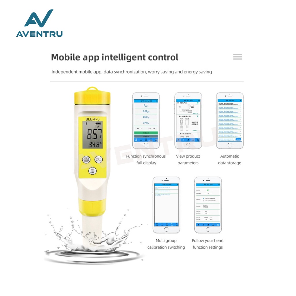 Smart Digital 2 in 1 2in1 PH Temperature Meter BLE-P-3 BLE P3 Tester Pengukur Kualitas Air