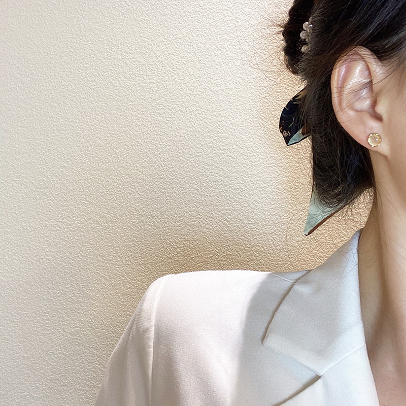 Set Anting Stud Opal Geometris Gaya Elegan Untuk Wanita