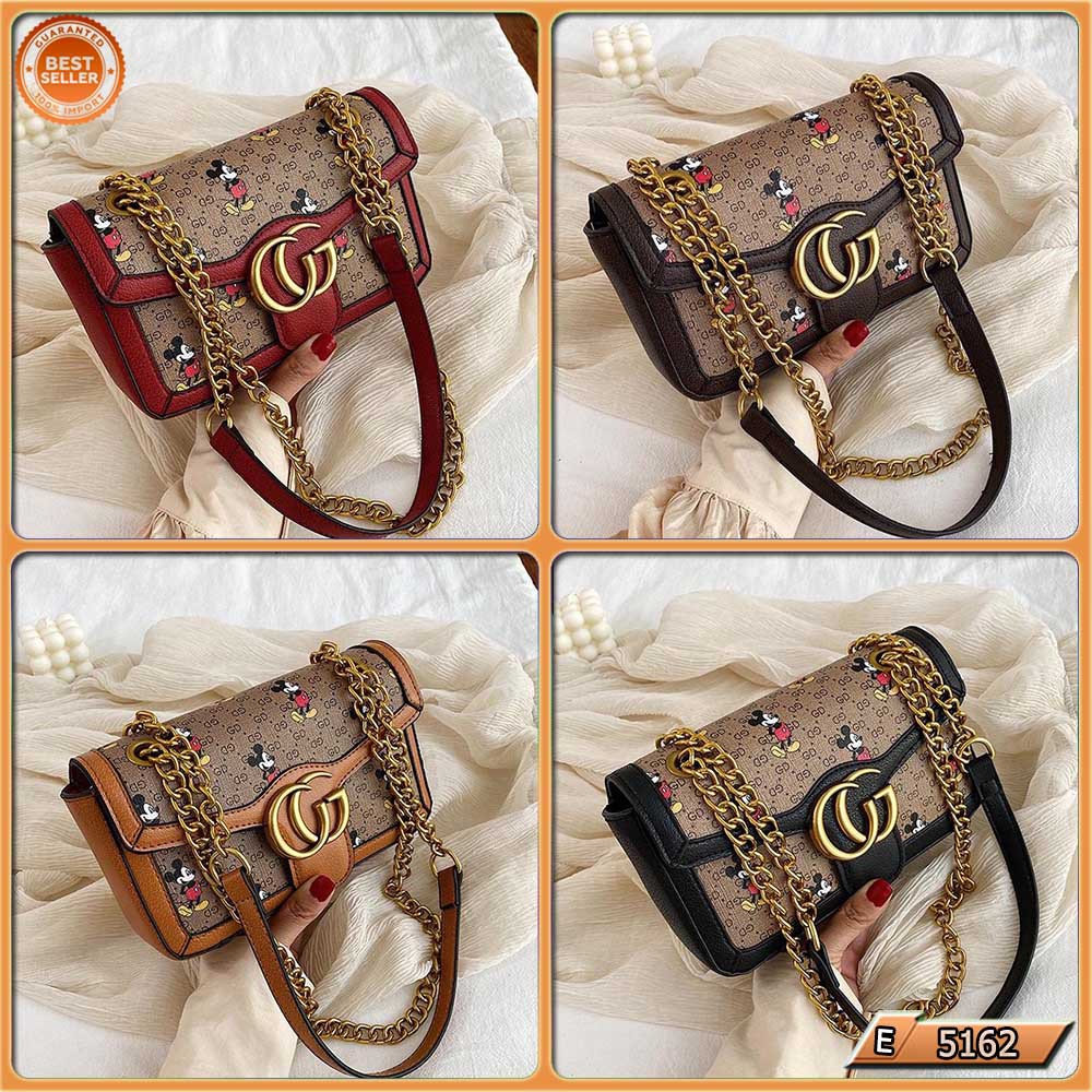 ⏩TBS⏪ E 5162 (1KG BISA 2PCS) TAS SELEMPANG CG MOTIF MICKEY TALI PANJANG RANTAI IMPORT TERBARU