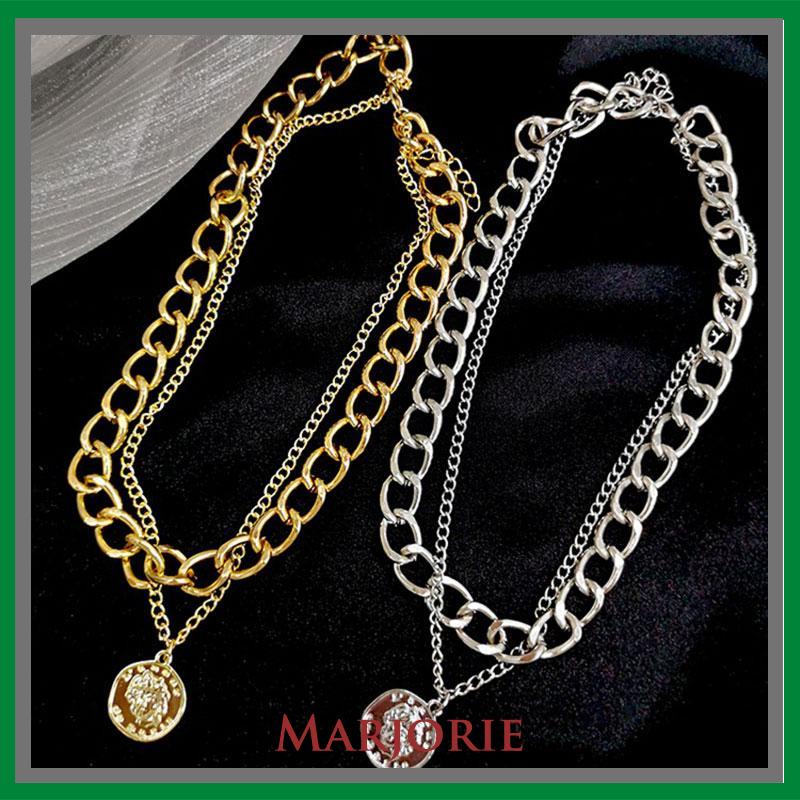 Kalung Rantai Double Layer Dengan Liontin Bahan Titanium-SWteel Gaya Hip Hop-MJD