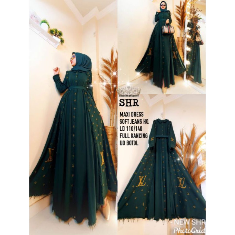 maxi dress jeans original by shr terbaru murah meriah