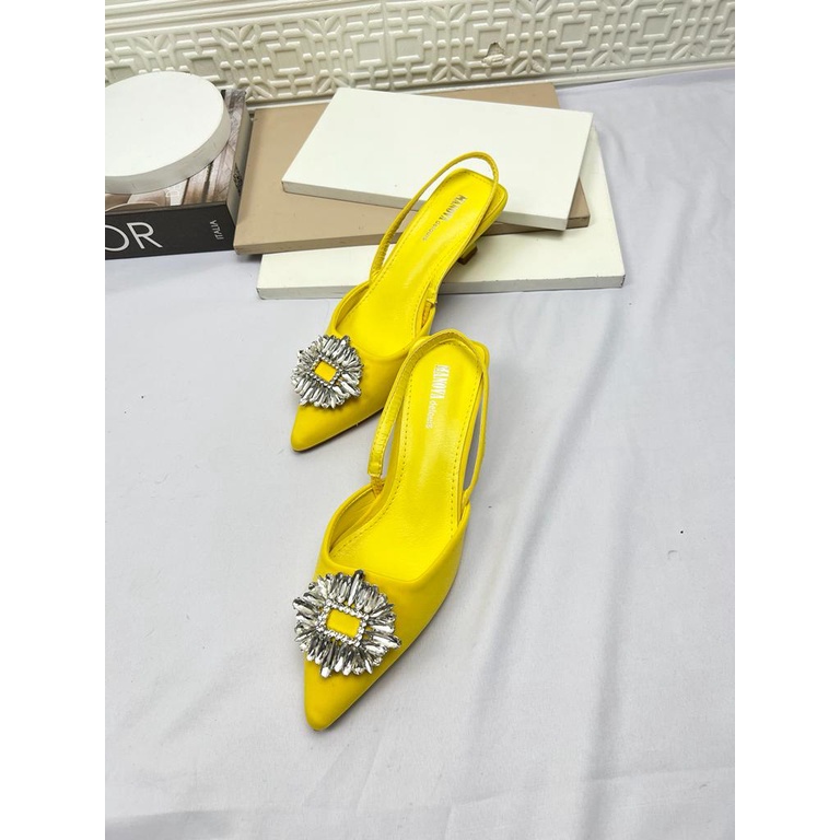 sepatu import premium wanita terbaru kekinian bahan satin heel 3 cm  Manova Delois SILVA