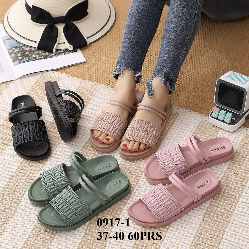 Sandal Selop Wanita Karet Import BALANCE Strip 2 / 0917-1