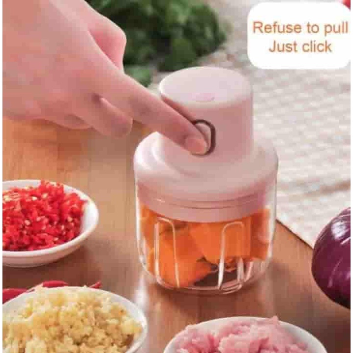 Blender Portable Alat Penggiling Pencincang Bumbu Dapur Elektrik Tanpa Kabel Mini Garlic bawang Chopper 250ML cas murah Berkualitas