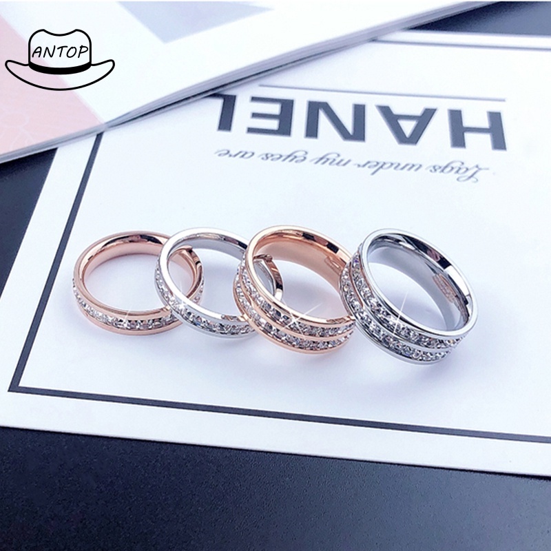 Cincin Titanium Wanita Anti Karat Fashion Korea Aksesoris Mode ANTOP