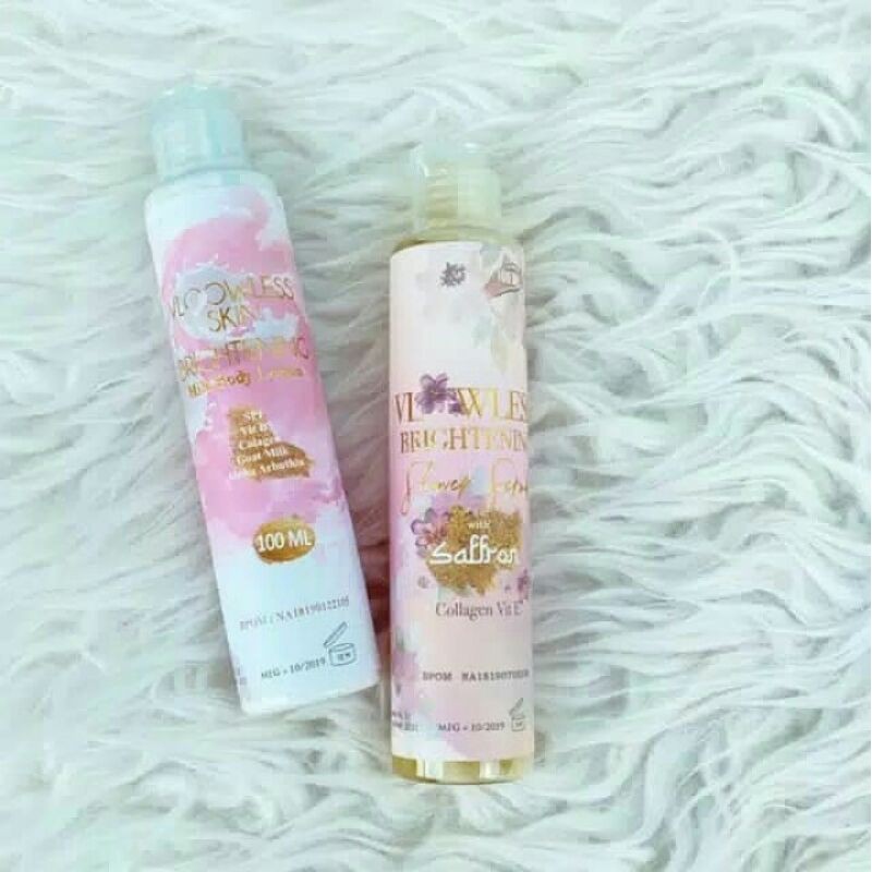 SALE paket mini vloowless Vloowless Brightening Shower Scrub with Saffron Milk body lotion vloowless