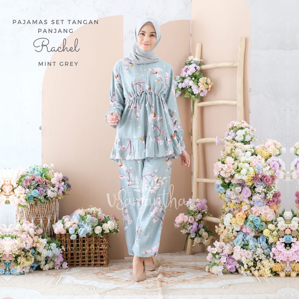 vSamantha - Pajamas Set / Piyama Set Muslim Rayon Rempel Busui Friendly - Tangan Panjang-Rachel Mintgrey