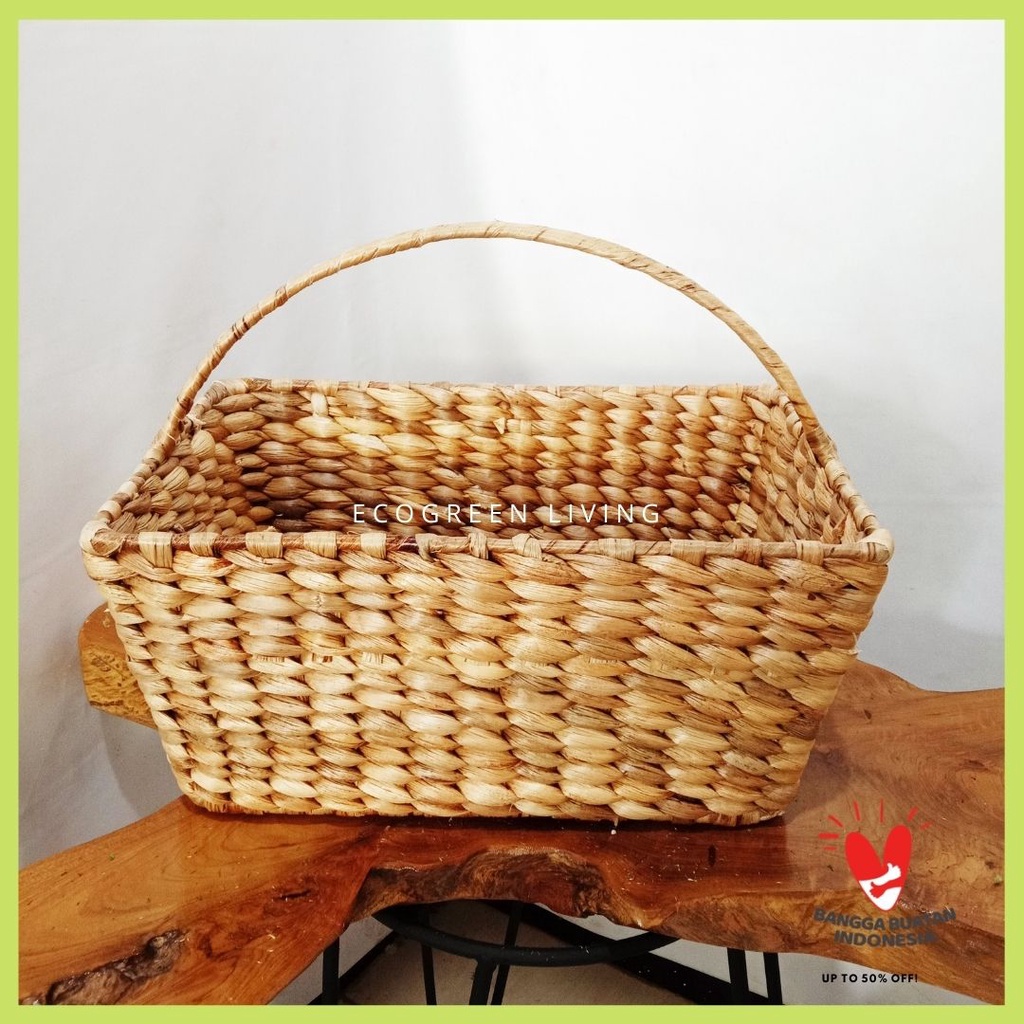 KERANJANG BUAH / KOTAK BUAH / TEMPAT BUAH / FRUIT BASKET ANYAMAN ENCENG GONDOK/ HAMPERS BOX A001