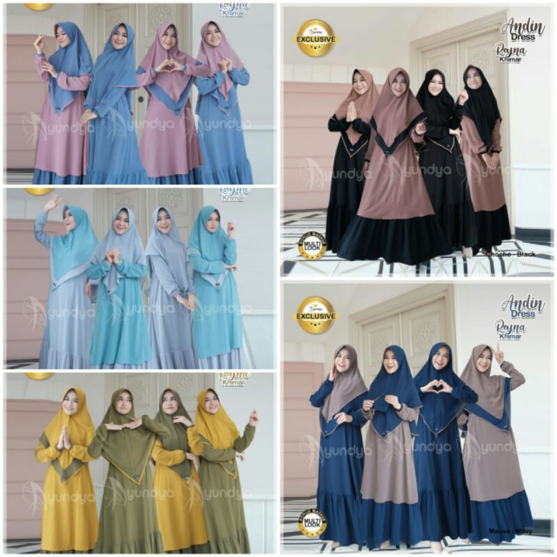 Ready Andin Dress By Ayundya Original Dress Two Tone Bobal Gamis Ayundya