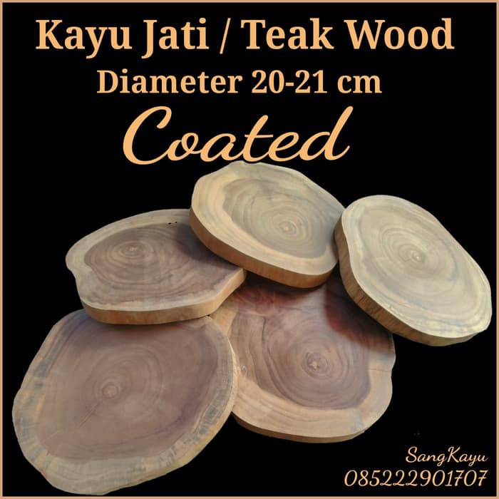 Teak Wood slice kayu jati 20-21 cm alas talenan tatakan kayu dekorasi