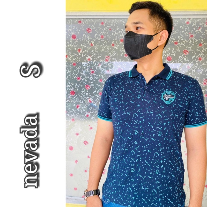 Kaos Nevada kerah motif