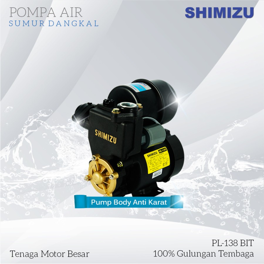 POMPA AIR SHIMIZU PL 138 BIT BODI PLASTIK ANTI KARAT 125W OTOMATIS PL138BIT