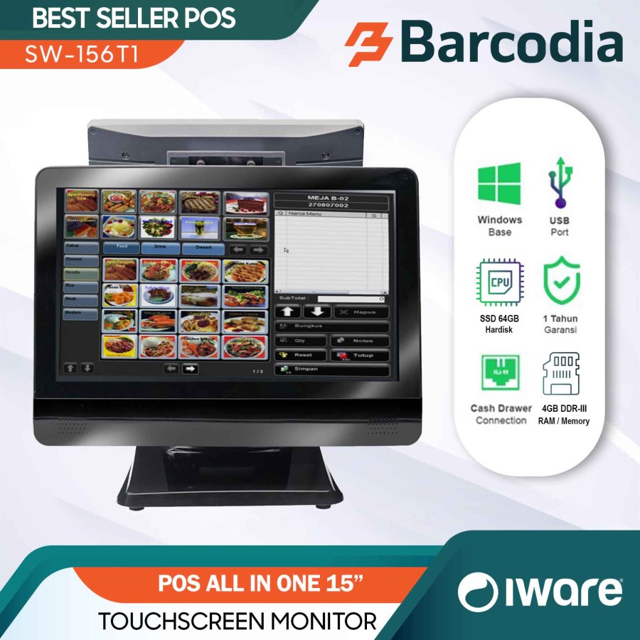 All in One POS PC Mesin Kasir Touchscreen Iware SW156T1 | SW-156T1