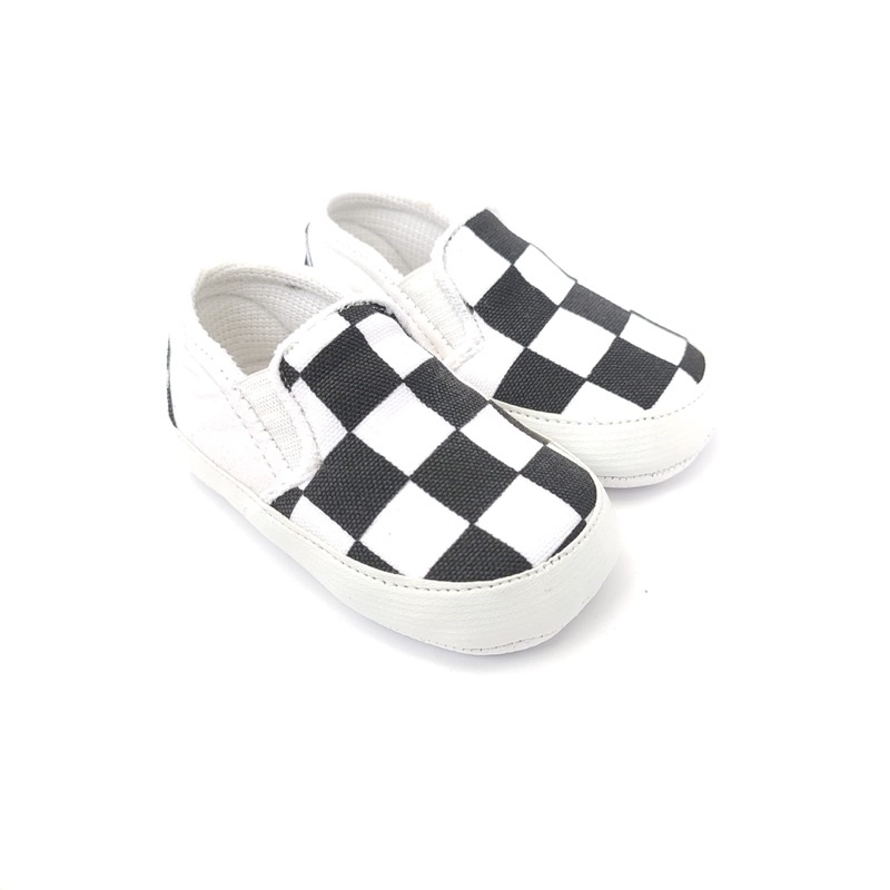 Sepatu anak bayi prewalker laki laki 0 12 bulan murah trendy cod slip on catur anti slip