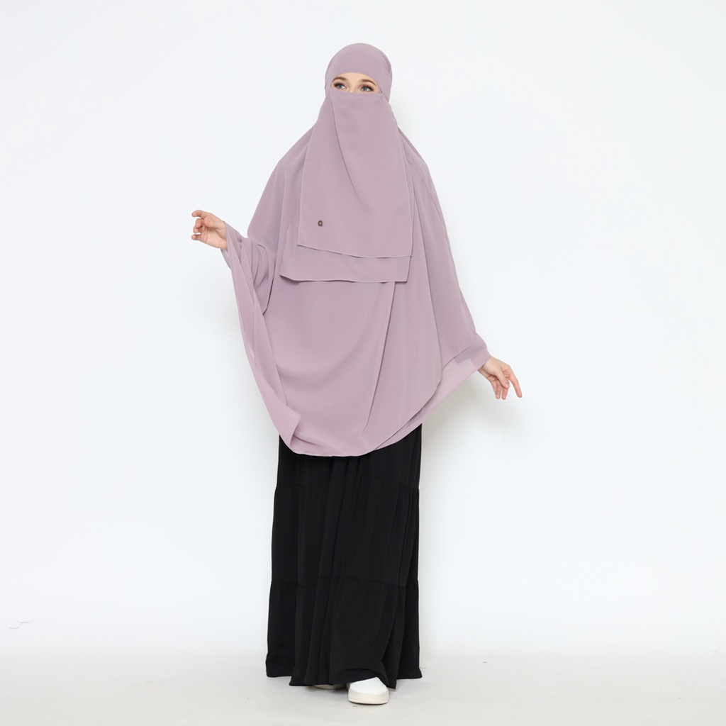 French Khimar Isnaeni Double Layer V-Shape Free Cadar Bandana - Ungu