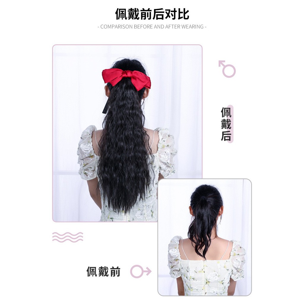 PBW PBC ponytail hair extension pita bow wavy curly kunciran ikat ekor