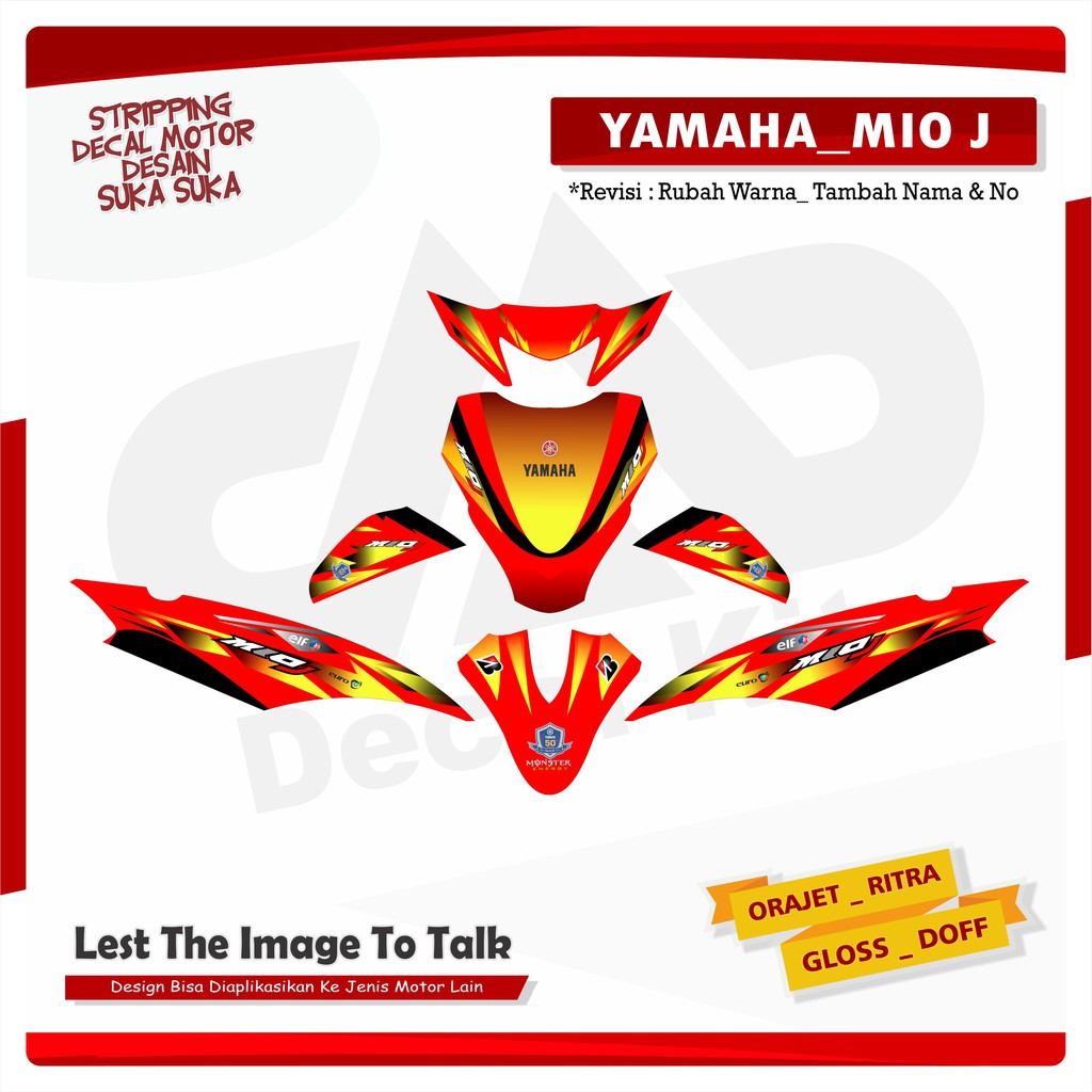 Decal Sticker Yamaha Mio-J Stiker Full Body Mio-J Decal Stiker Mio J MERAH MONSTER KAK