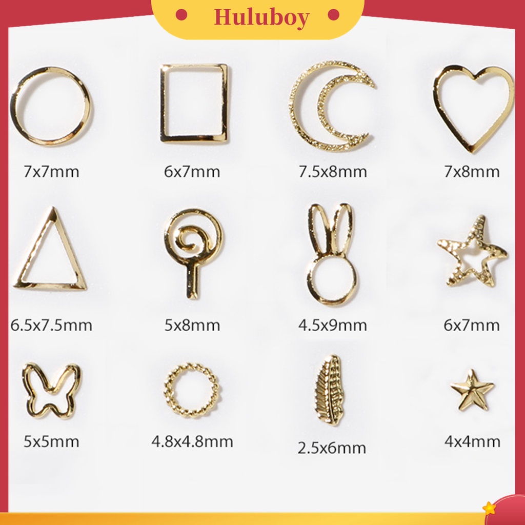 Huluboy Huluboy♡ 100pcs / Set Charms Kuku 3D Efek Glitter Tidak Pudar Bahan Metal Untuk Dekorasi Manicure