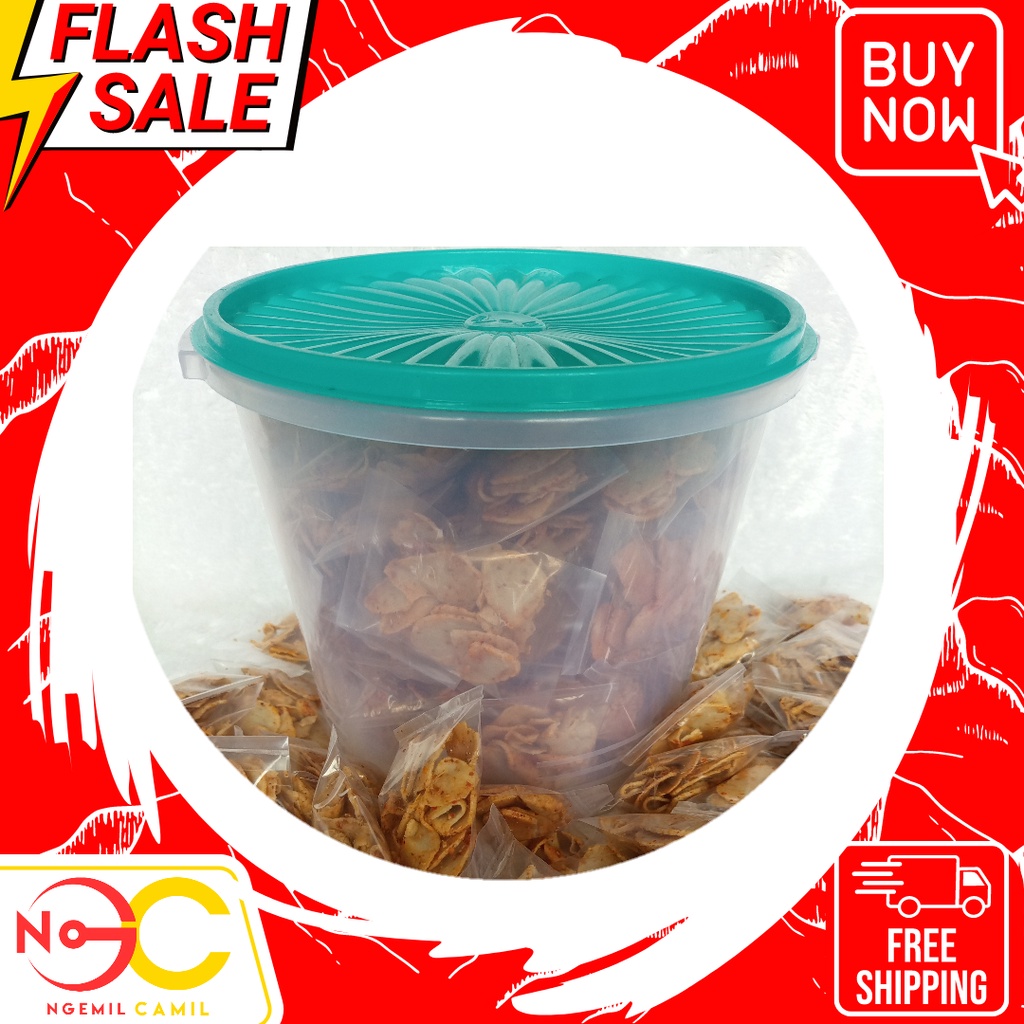

Basreng dalam Toples Pedas Nagih Tipis-Tipis Double Packing