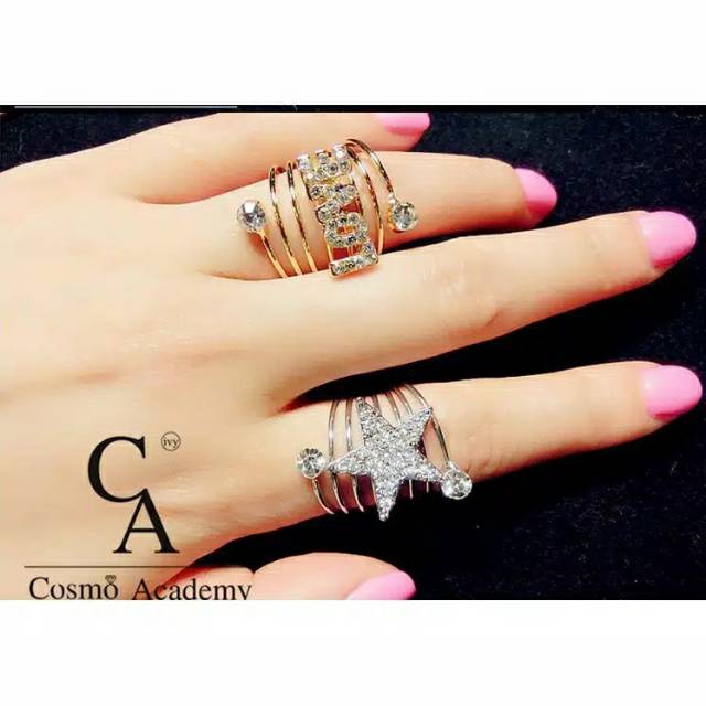 Cincin bentuk love dan bintang style korea