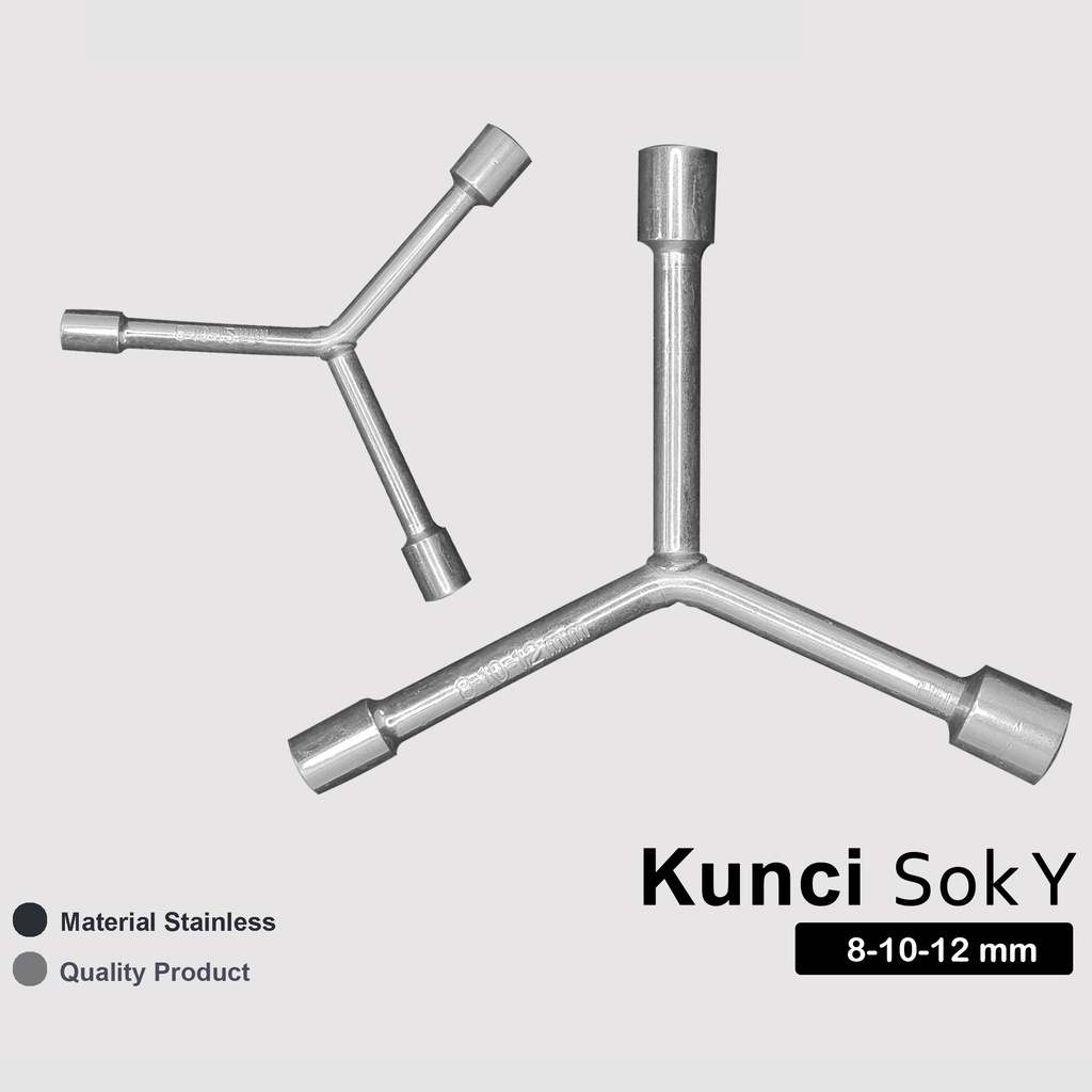 Kunci Sok Y 8 x 10 x 12 mm Pendek / Kunci Sok Y Murah / Kunci Sock Shock Socket Silver