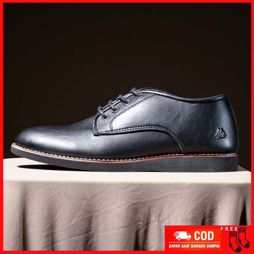 MOLK|Sepatu Formal Pantofel Pria Hitam Tali Sepatu Oxford Kerja Kantoran Trendy Original Brand Kondangan Hitam