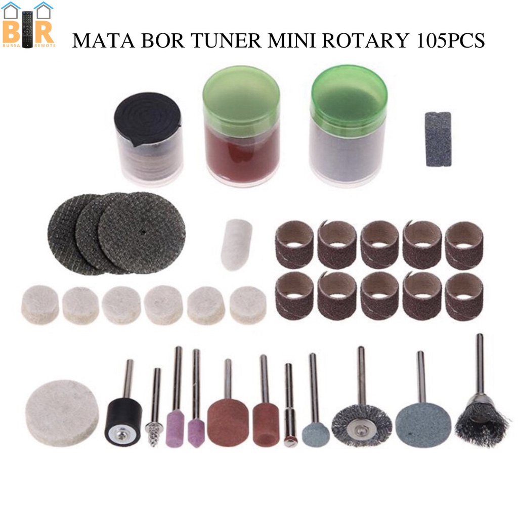 Mata Bor Tuner Poles Mini Set 105 Pcs Mata Dremel Tuner Potong Ampelas Amplas Gerinda Bor Mini