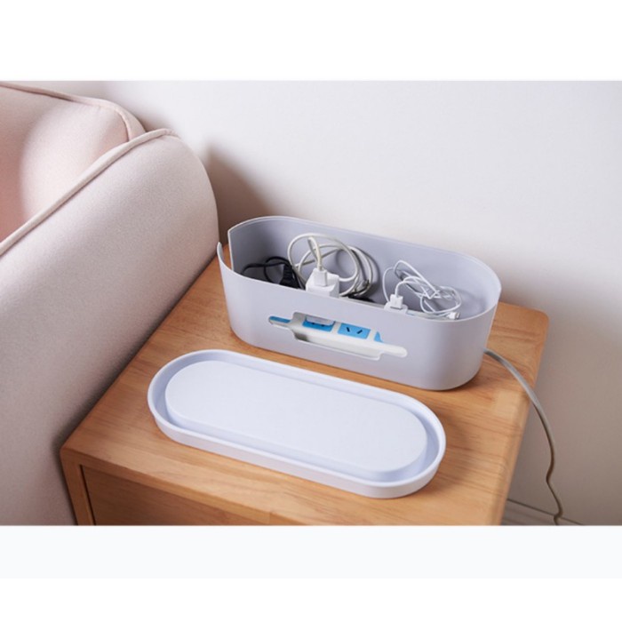 

perekat-pengikat- kotak organizer kabel charger wire cable management box - kotak organizer
