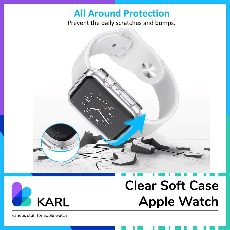 Soft Case Apple Watch Transparant Silicone Full Screen Protector iWatch Clear Cover 38/40/41/42/44/45mm All Series